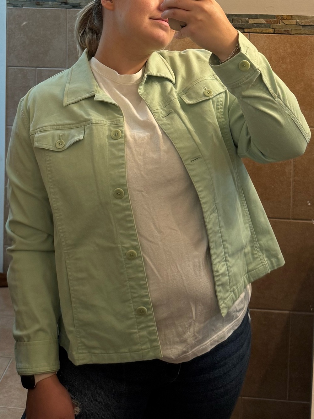Jones New York Mint Green Jean Jacket